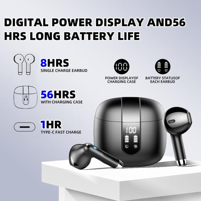 Thumbnail 1 de PWTEK Wireless Earbuds 56H battery