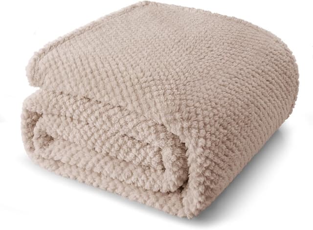 Detalle de Whale Flotilla Plaid en microfibre polaire 130x170 cm camel – couverture douce et chaude