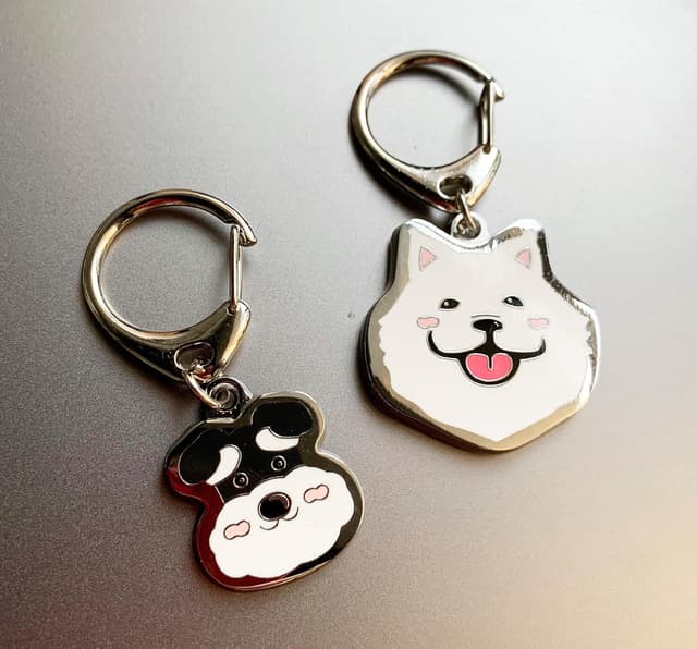 Detalle 2 de Blue Dream Island Schnauzer Dog ID Tag pendant key-ring keychain