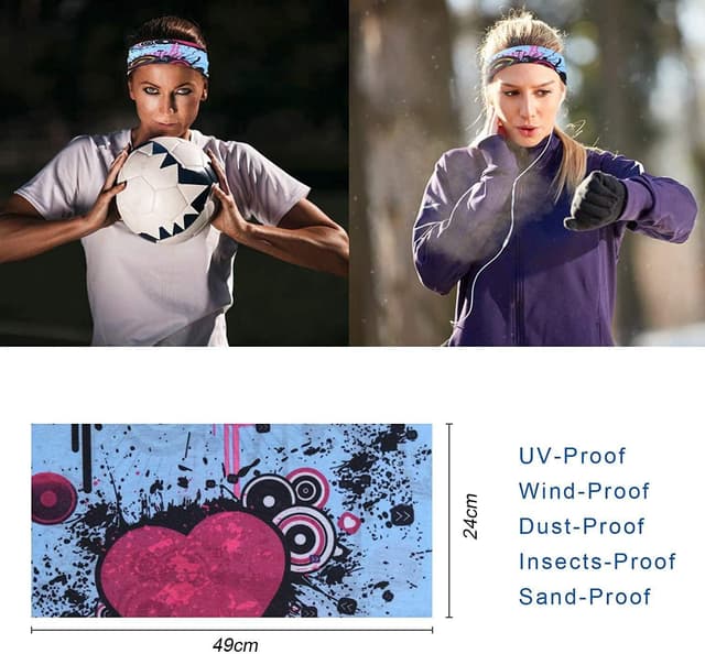 Detalle de flintronic Copricapo multifunzione: 6 fasce/ban-dana elastiche anti-UV e antipolvere per ciclismo, trekking e yoga