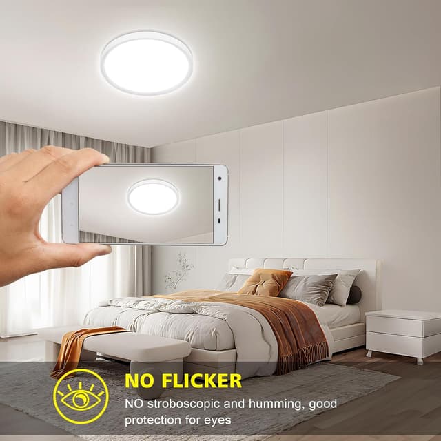 Detalle de Befurglor 24W LED Ceiling Light 2 Pack (5000K Daylight White, 2200LM) – IP44 flush mount