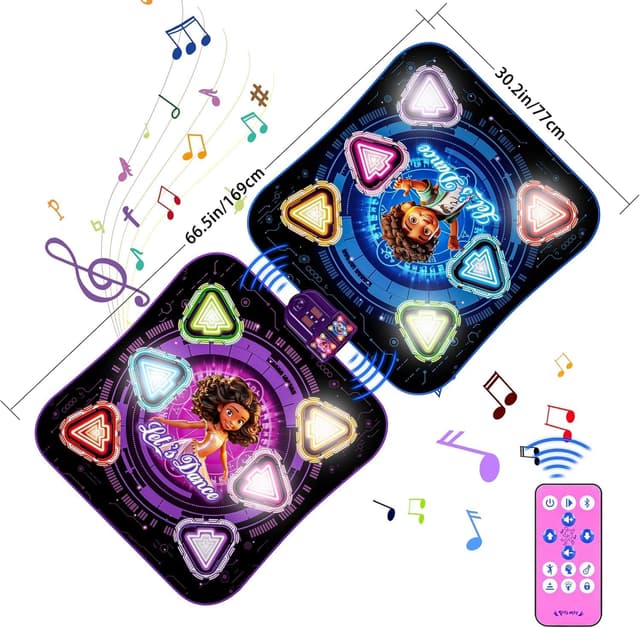 Detalle 2 de Surelect 2025 Rechargeable Light-Up Dance Mat (2-Player Face-to-Face, Bluetooth, 12 Buttons)