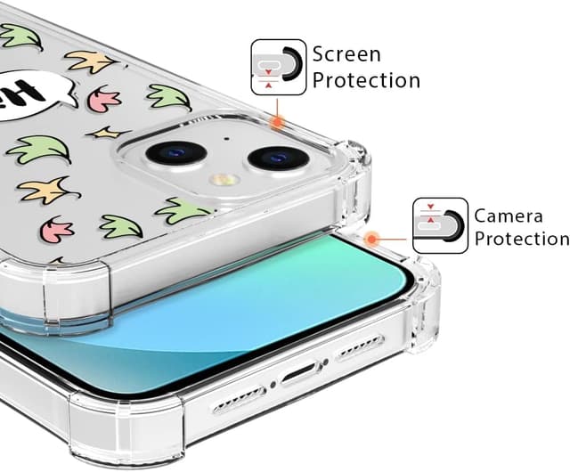 Detalle de CAROKI Clear Case for iPhone 13 (Leaf Pattern) — Shockproof TPU transparent bumper