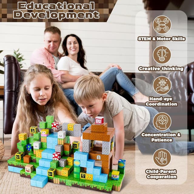 Detalle de Annexfun 100-Piece Magnetic Building Cubes (Magnetic Blocks) for STEM & Montessori Sensory Play