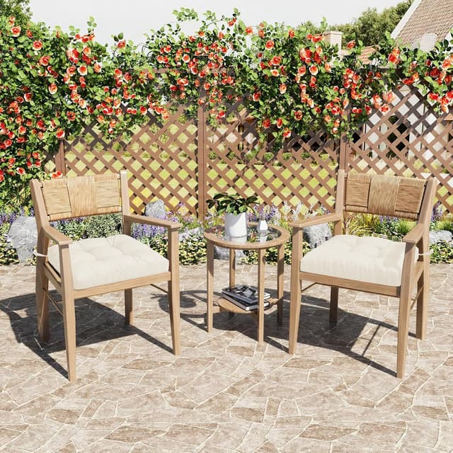 Detalle 2 de PrimepatiO Outdoor Garden Chair Cushions Set of 2 (8cm thick, waterproof) – Beige 50 x 50cm