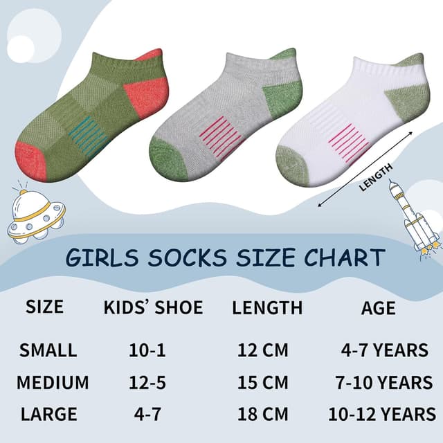 Thumbnail 1 de Comfoex Girls Socks Ankle Cushioned 8 Pairs