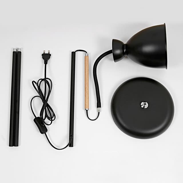 Thumbnail 6 de Amdelne Lampada da terra vintage in metallo con attacco E27 e paralume orientabile 360° (H 159 cm) – nero