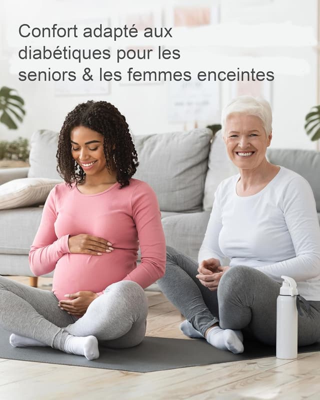 Detalle 2 de Lot de 4 paires de chaussettes pour diabétiques en bambou avec lycra (longueur cheville) – confort sans couture