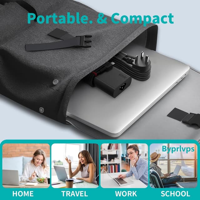 Detalle de Byprlvps New Slim 65W USB-C Laptop Charger (USB Type-C PD) for Lenovo ThinkPad/Yoga and more