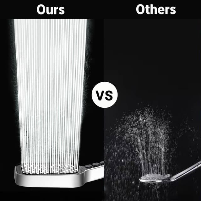 Detalle de HOAENTSA square high-pressure shower head with 2m hose (7+1 modes)