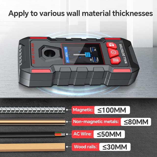 Thumbnail 6 de GOTMEET Electronic Stud Finder & Wall Scanner (6-in-1) with HD LCD display and voice