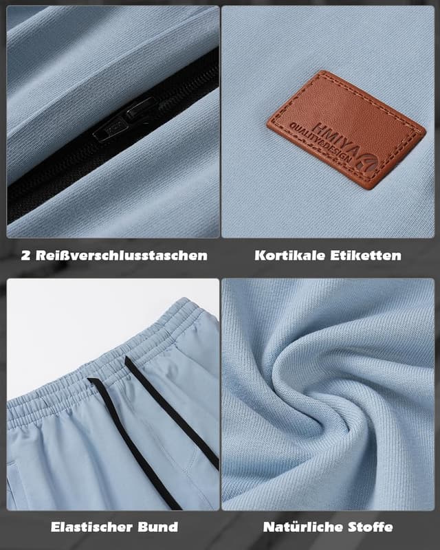 Detalle 2 de HMIYA Jogginghose für Herren aus Baumwolle mit Taschen und Kordelzug