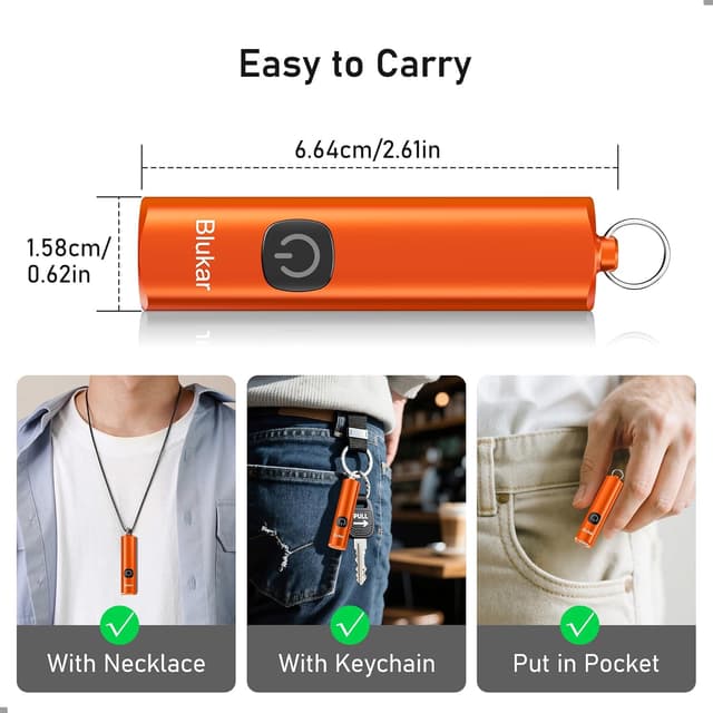 Detalle de Blukar LED-Taschenlampe aufladbar 360L Mini EDC (3 Modi, IPX6) – orange