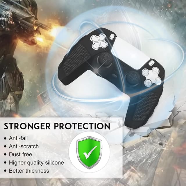 Detalle de SIKEMAY Anti-Slip PS5 Controller Skin (2-Pack) with 8 Thumb Grip Caps