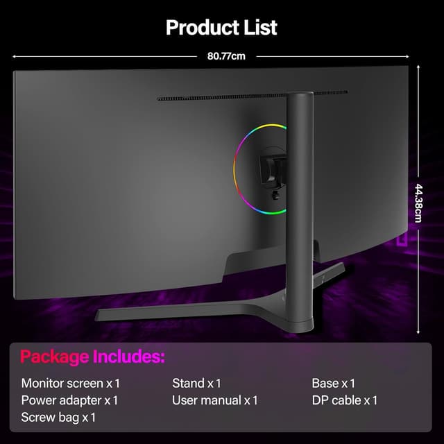 Thumbnail 6 de Gawfolk 34" Ultrawide Curved Gaming-Monitor (1500R) – UWQHD 3440×1440, 165 Hz, FreeSync, VESA 75×75