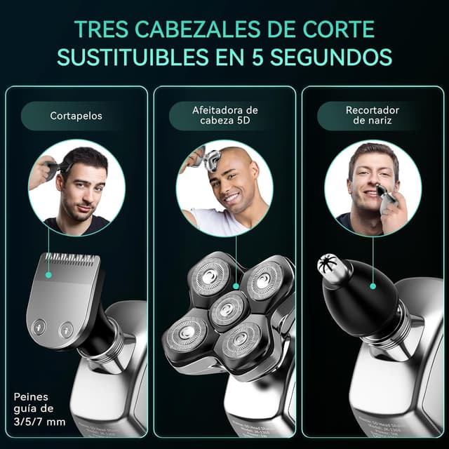 Detalle de Kensen Afeitadora Cabeza 3 en 1 120 min