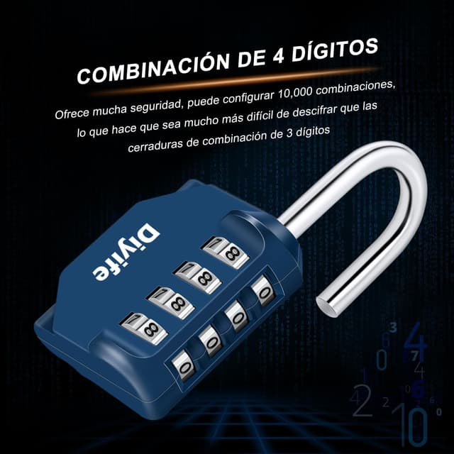 Detalle 2 de Diyife Candado de combinación 4 dígitos 99 g