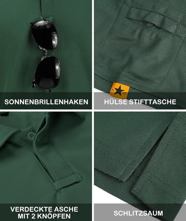 Detalle de JACKETOWN Polo Shirt da Uomo a Manica Corta ad Asciugatura Rapida, Regular Fit per Tennis e Golf