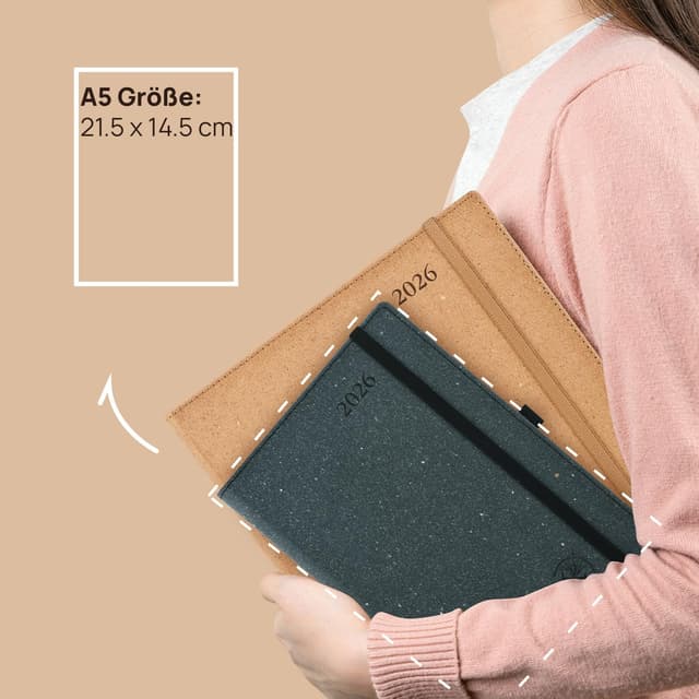 Detalle 2 de POPRUN Kalender 2026 Tagesplaner 21,5 x 14,5 cm 📅