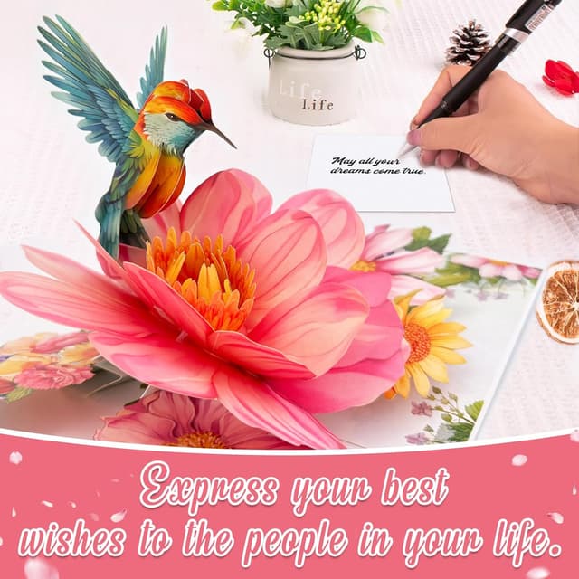 Thumbnail 2 de Hierein Geburtstagskarte Frau Kolibri Pop Up