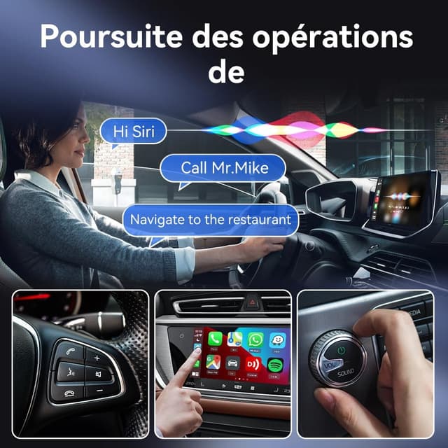 Detalle de Carlinkit Adaptateur CarPlay sans fil Mini SE (Plug and Play) pour voitures CarPlay filaires, compatible 2016 à 2026
