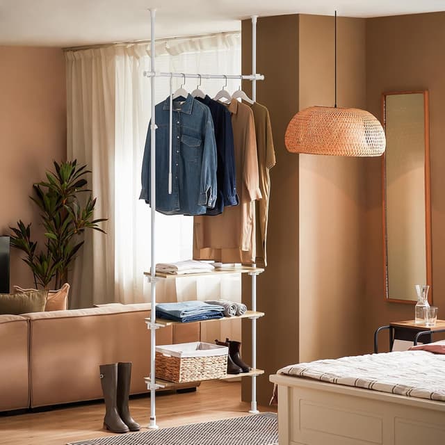 Thumbnail 1 de SoBuy Perchero Telescópico Ajustable con Baldas y Barras