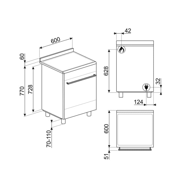 Detalle 2 de Smeg CX68MF8-2 cocina compacta 60 cm