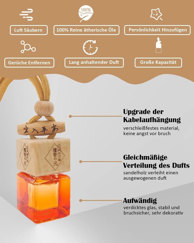 Detalle de Auto Duft Lufterfrischer als Duftbaum mit Aufhänger – Duftspender gegen Gerüche für den Innenraum
