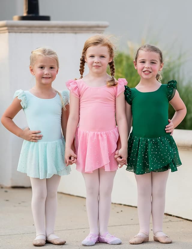 Detalle de Trudge Vestito da balletto in cotone con maniche corte e gonna tutu per bambine