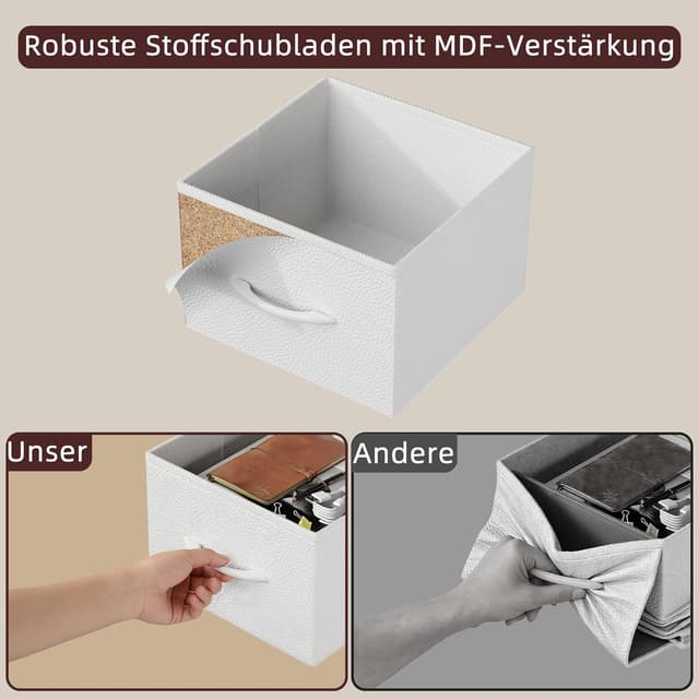 Thumbnail 6 de OYRREU TV-Ständer mit LED, Rollen, integrierten Steckdosen & höhenverstellbarer Halterung (4 Schubladen, weiß)