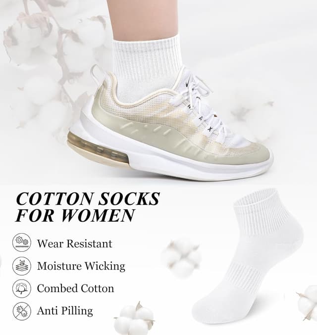 Detalle 2 de Tialfas 10 Pairs Women’s Trainer & Running Socks (4–7) – Breathable Cotton Ankle Quarter Socks, Multipack