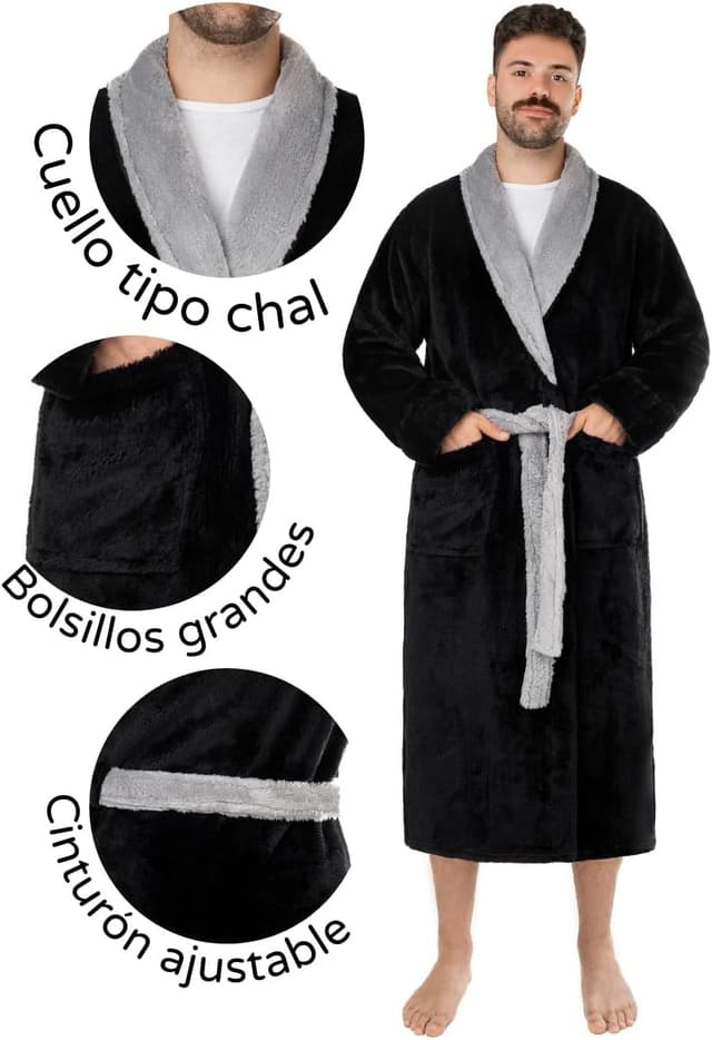 Thumbnail 3 de LEBENGOOD Bata Hombre Invierno microfibra