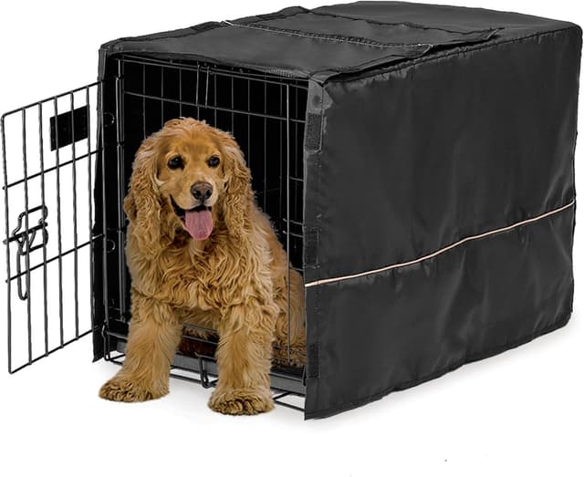 Detalle de MidWest Homes for Pets Medium Dog Crate Cover (76cm) – Black Polyester Privacy Kennel Cover