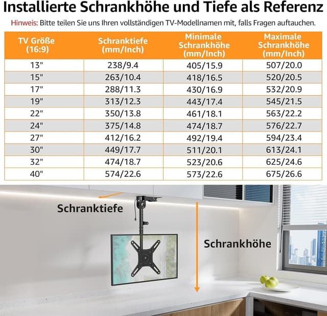 Thumbnail 6 de ELIVED Monitor TV Deckenhalterung Klappbar 14–42 Zoll