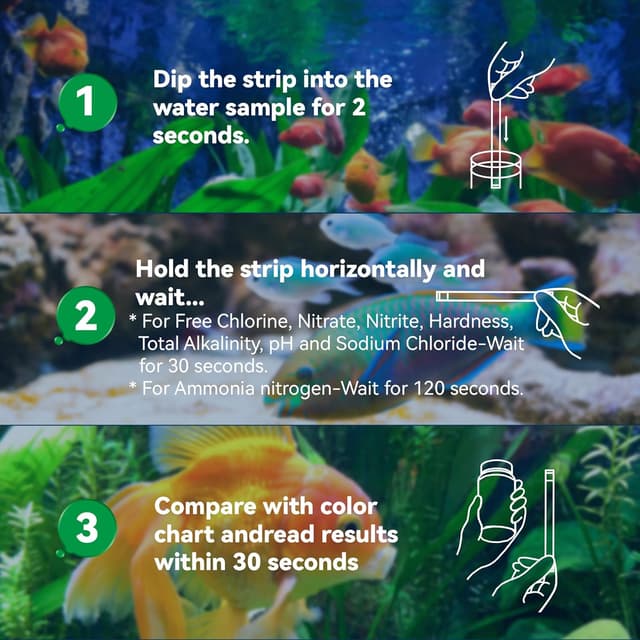 Detalle de Aquarium-Ammoniak-Teststreifen 8-fach Aquarium-Testkit (50 Teststreifen) für Süß- und Salzwasser