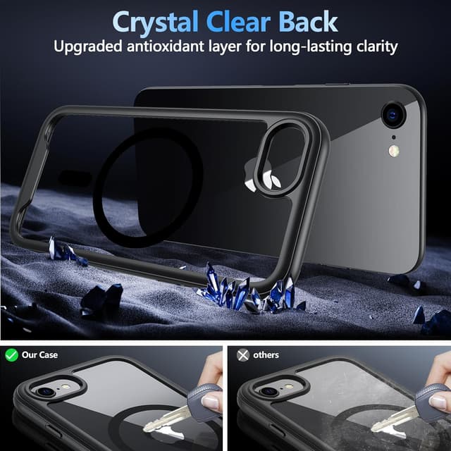 Thumbnail 6 de OWKEY Magnetic iPhone SE 2022/SE 2020/8/7 Case with 360° full-body protection and built-in screen protector (Black)