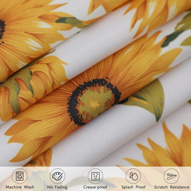 Thumbnail 6 de Qucover Sunflower Outdoor Tablecloth (Round 150cm) with Parasol Hole & Zipper, Wipe-Clean Polyester