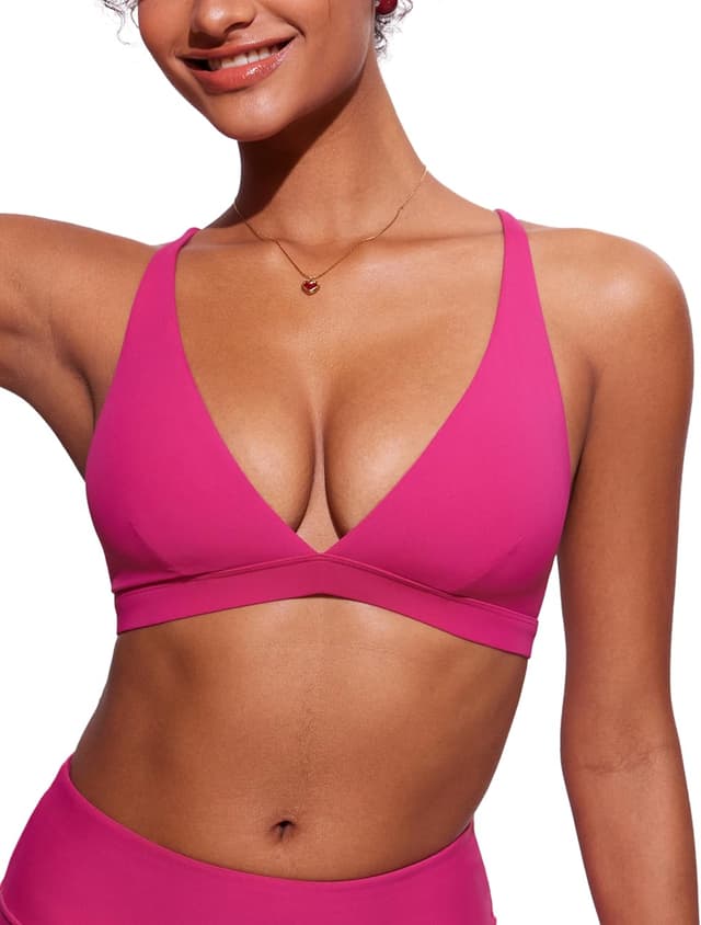 Thumbnail 6 de CRZ YOGA Haut de bikini femme à col V croisé, rembourré avec bretelles croisées