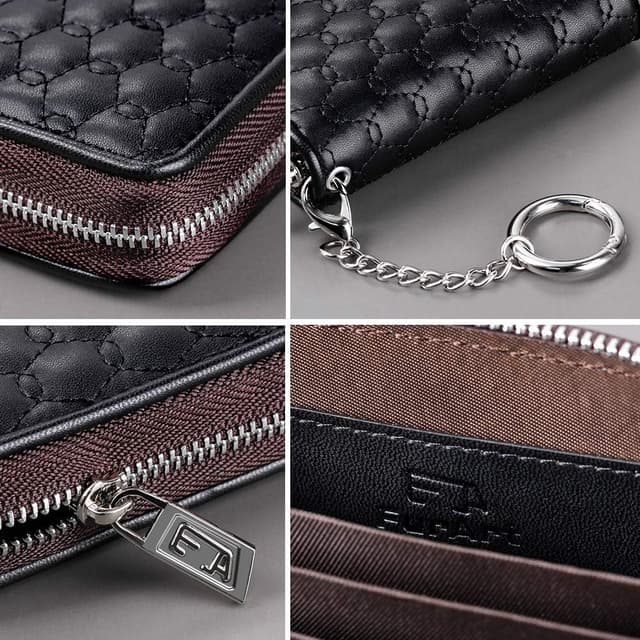 Detalle de FurArt Credit Card Wallet with Zipper, RFID Blocking & Keychain (Compact Card Case)