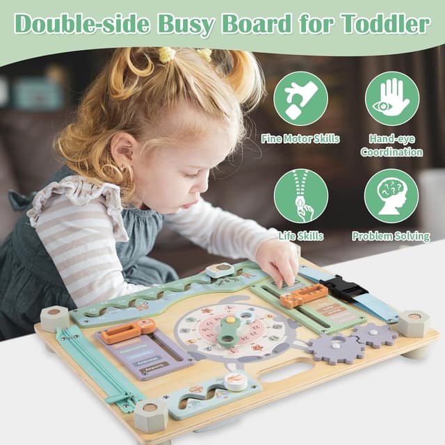 Detalle de Smartwo Large Double-Sided Montessori Busy Board (Safari) for Toddlers 2–4