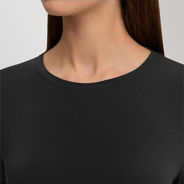 Detalle de LiKing Maglietta donna a maniche lunghe con scollo tondo in cotone, 3 paia (3er pack) 6151