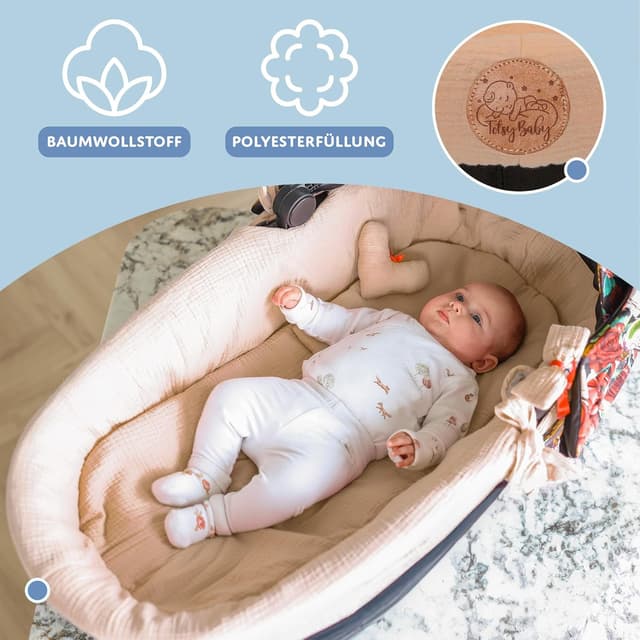 Detalle de Coussin de siège Mousseline pour poussette bébé (accessoires 3 pièces) Beige