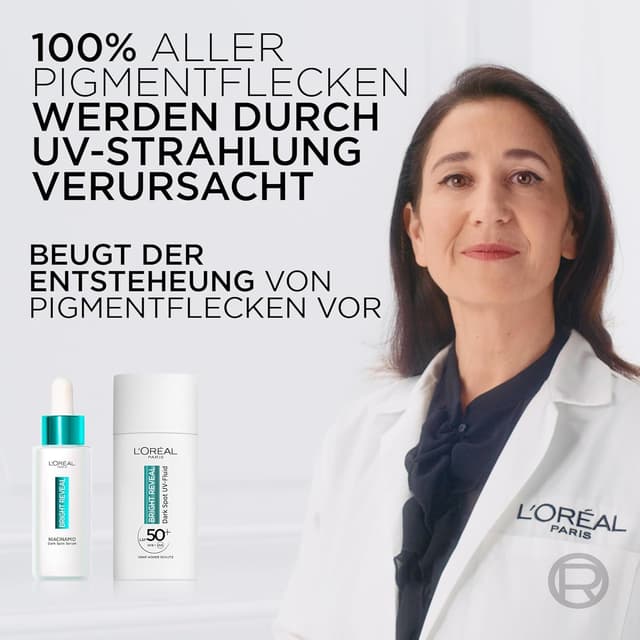 Detalle 2 de L'Oréal Paris Anti-Pigmentflecken Set Bright Reveal: Niacinamid-Serum & UV Fluid LSF 50