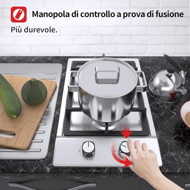 Detalle de sailout Piano cottura a gas 2 fuochi