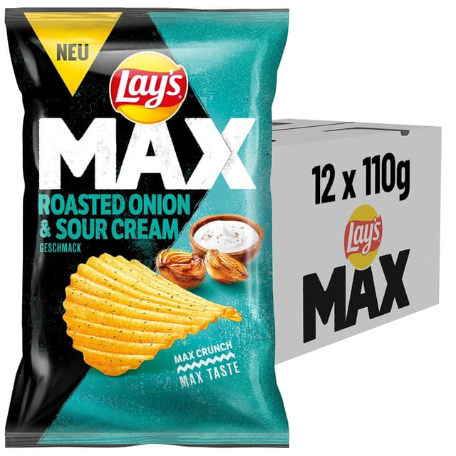 Detalle 2 de Lay's Max Roasted Onion & Sour Cream Chips 12×110 g 🍟