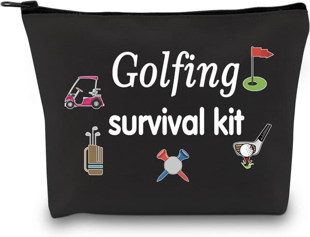 Detalle de Golfing Survival Kit Makeup Bag – Canvas golf-themed pouch for women (Survival Golfing Black EU)