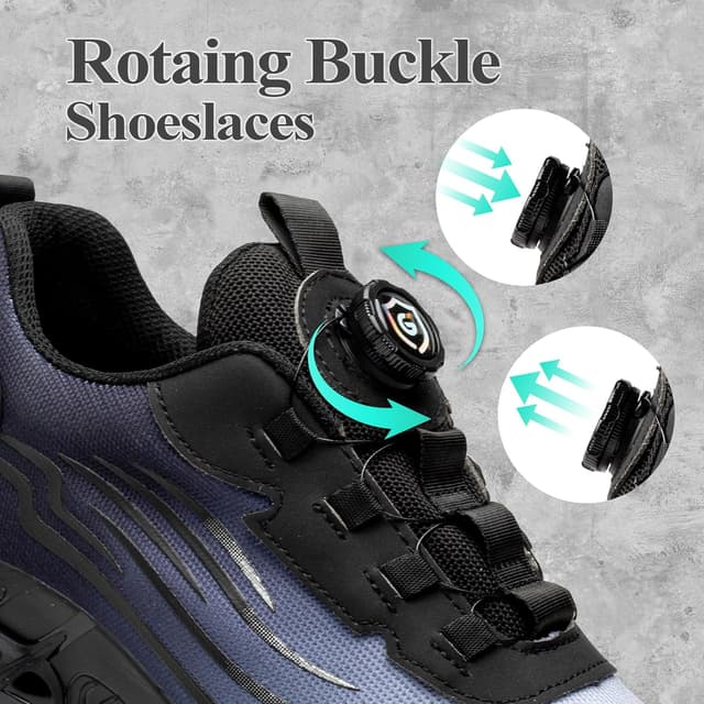 Detalle de GemChve Scarpe antinfortunistiche leggere traspiranti con punta in acciaio e allacciatura rapida, EU 36-46