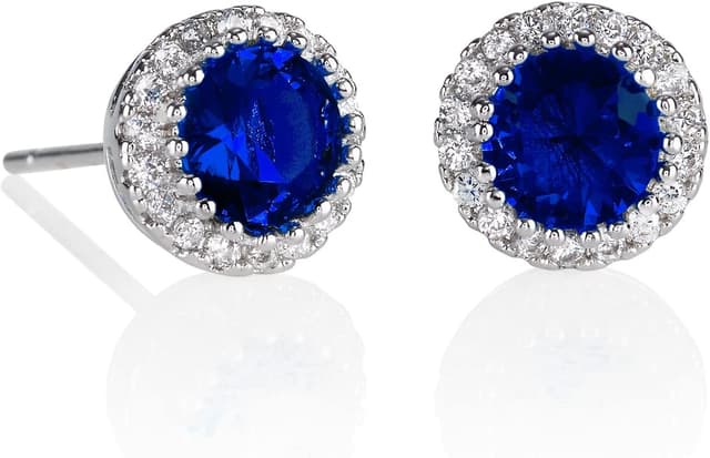 Detalle de Namana orecchini da donna a lobo con zirconi bianchi o colorati, perno in ottone rodiato (blu, verdi, rossi, azzurri o trasparenti)