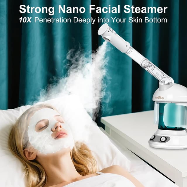 Detalle 2 de DKURQG Facial Steamer with Nano Ionic Vapor and Extendable 360° Arm (Blue)