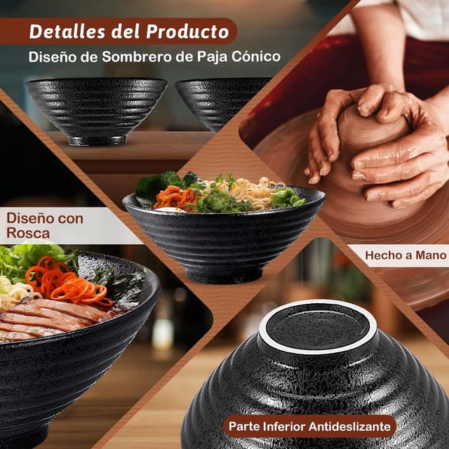 Thumbnail 2 de YTLEMON Juego de Cuencos de Cerámica Ramen 1000ml 🍜